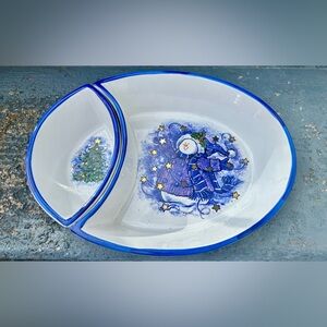 Papel Giftware Winterfest Chip and Dip Set Snowman Blue White